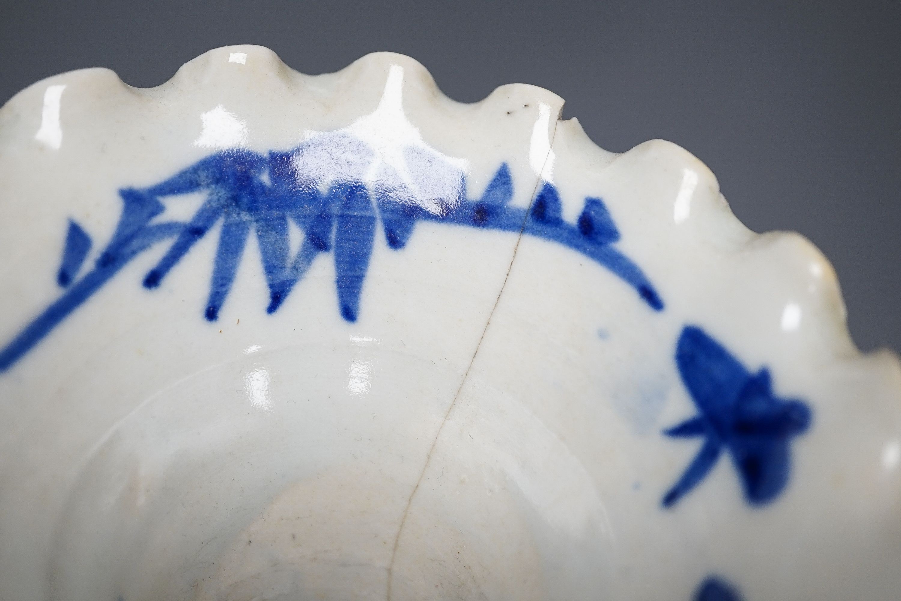 Two provincial Chinese blue and white jars and a pair of Japanese vases 32cm